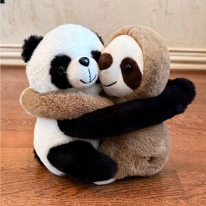 FAO Schwarz Hugging Sloth & Panda 9”
